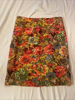 Talbots Floral Pencil Skirt in Red, Green and Yellow